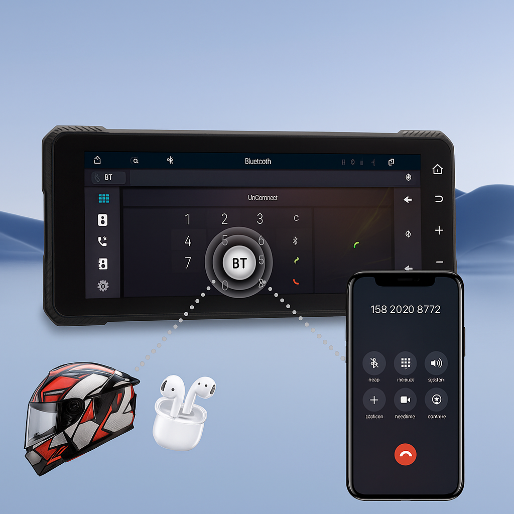 BikePlay – motorsykkel-skjerm med CarPlay og Bluetooth (GPS, Kart, musikk etc)