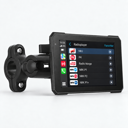 BikePlay med nettradio via CarPlay: NRJ, P4, Radio Norge og NRK-kanaler.