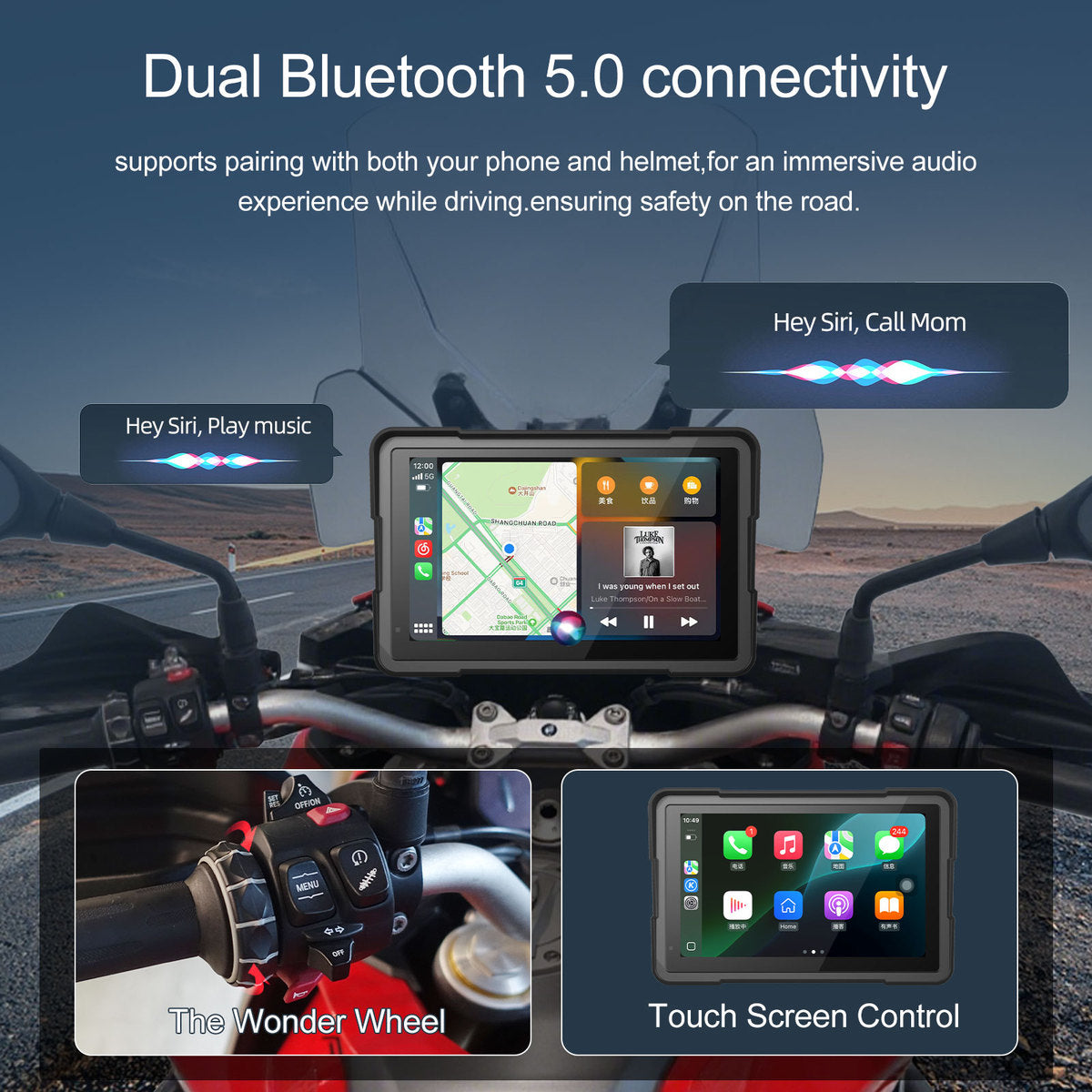 BMW BikePlay MC-Skjerm 7” – Wonder Wheel & Trådløs CarPlay